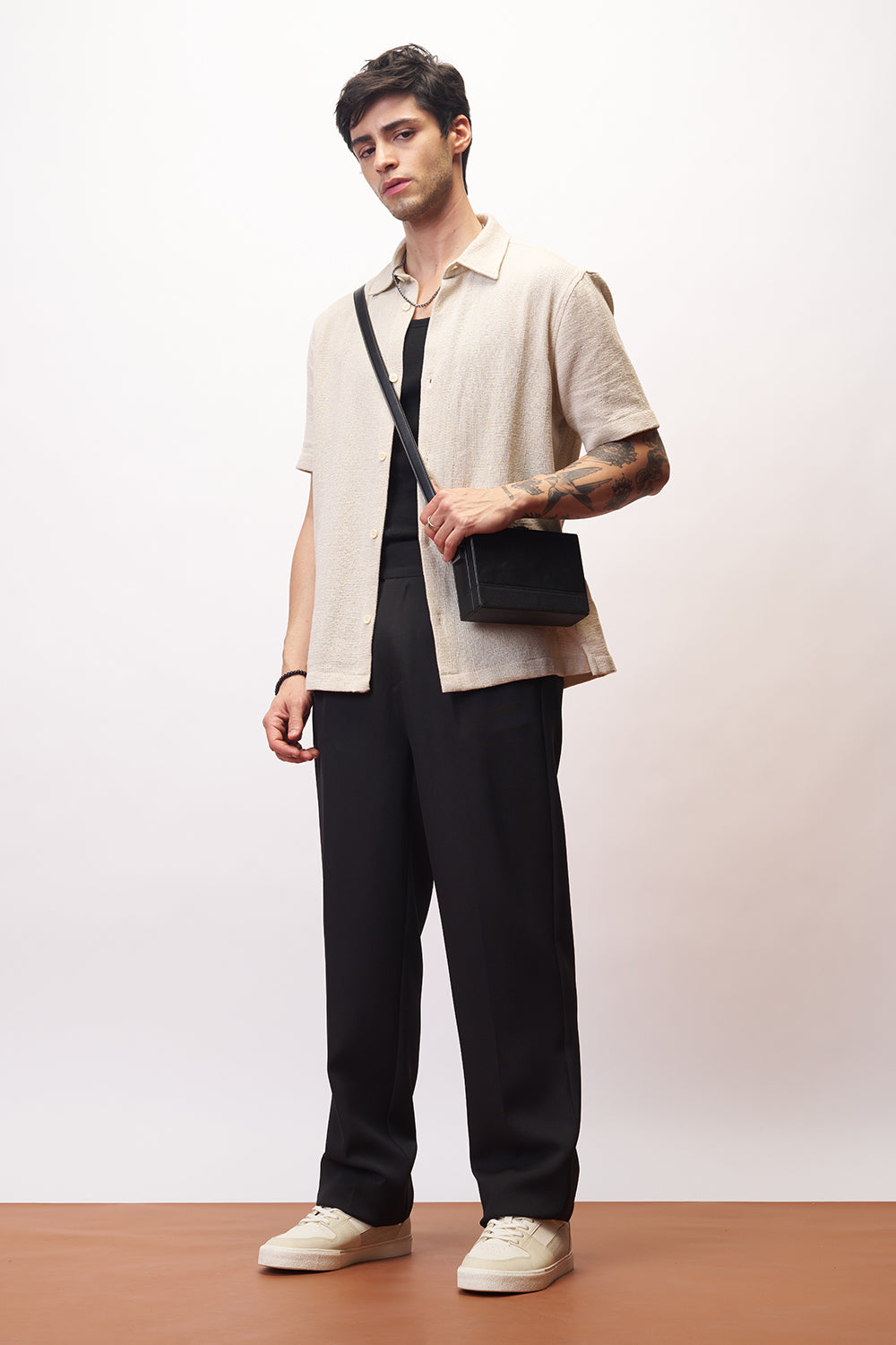 Dense Black Gurkha Men's Straight Korean Pants