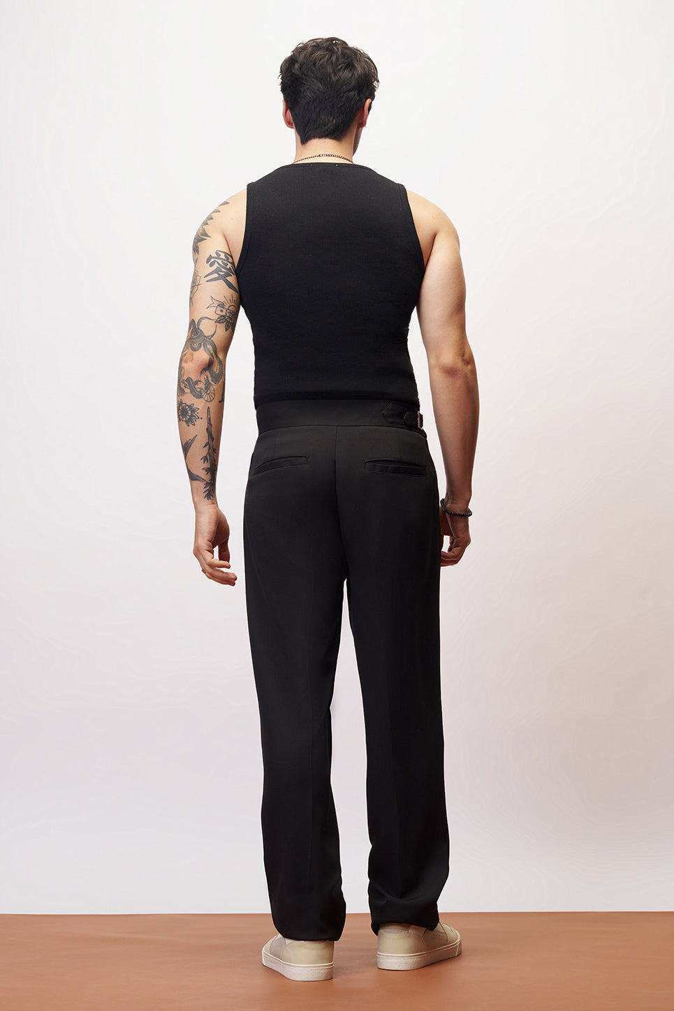 Dense Black Gurkha Men's Straight Korean Pants