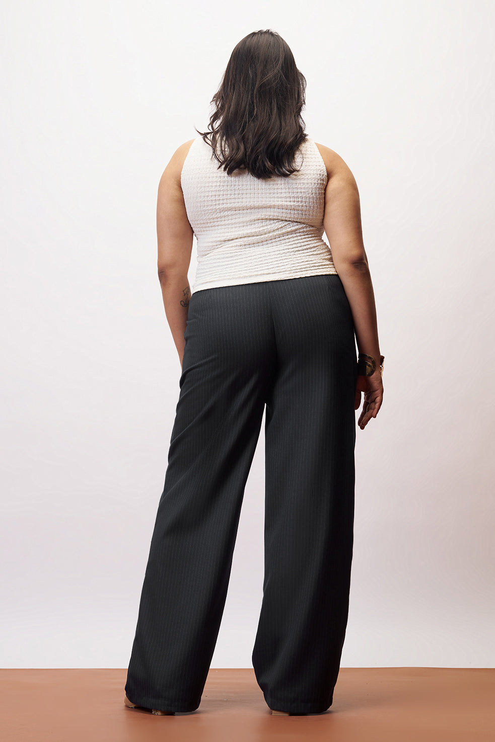 Curve Iconic Black Straight Pinstripe Pants
