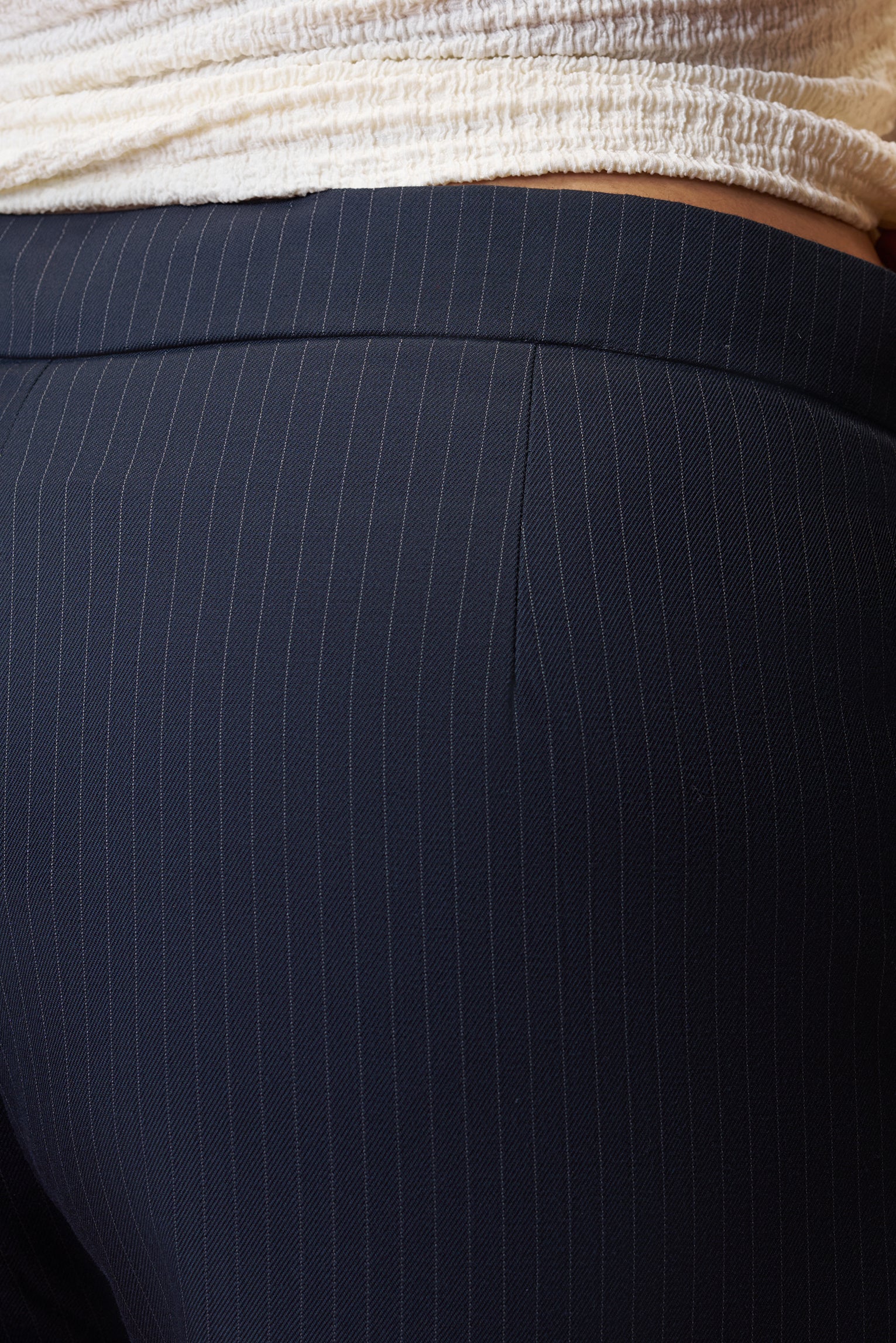 Curve Sleek Navy Straight Pinstripe Pants