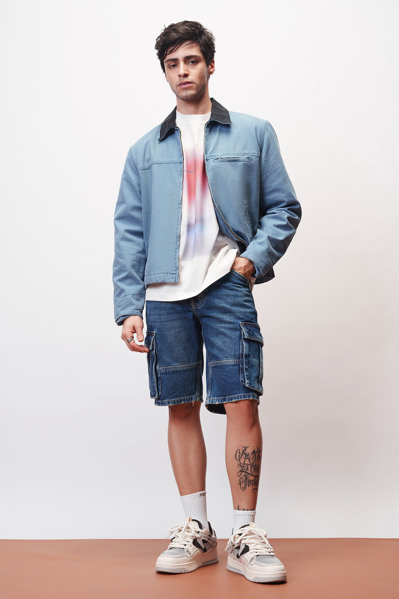 Summer Cool Blue Men's Straight Cargo Shorts