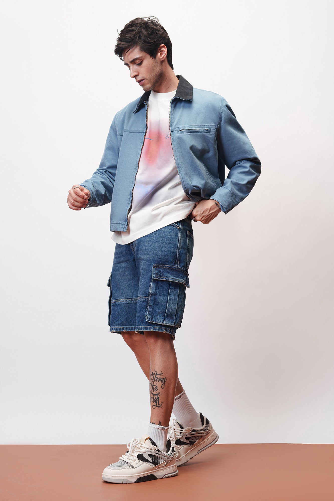Summer Cool Blue Men's Straight Cargo Shorts