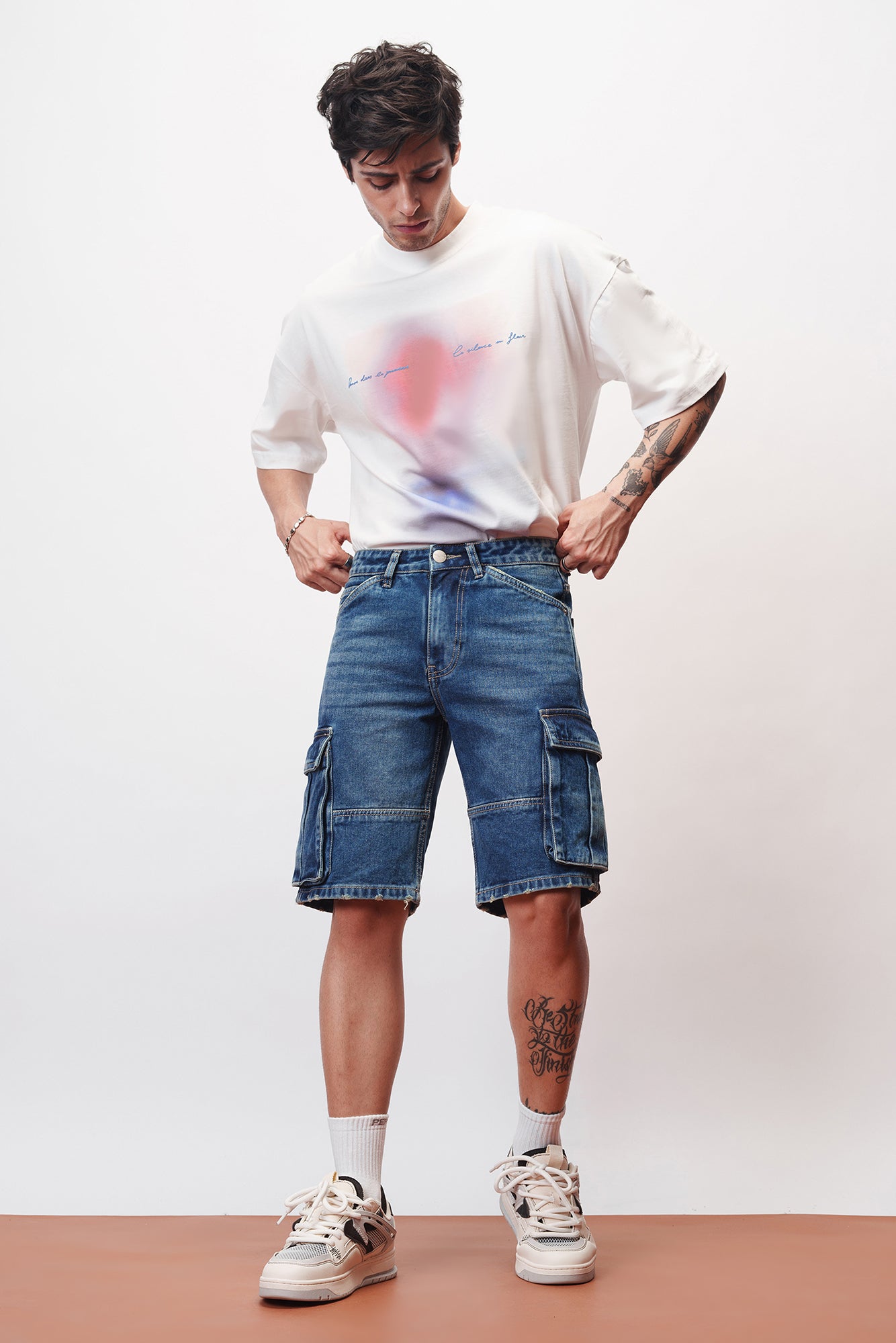 Summer Cool Blue Men's Straight Cargo Shorts