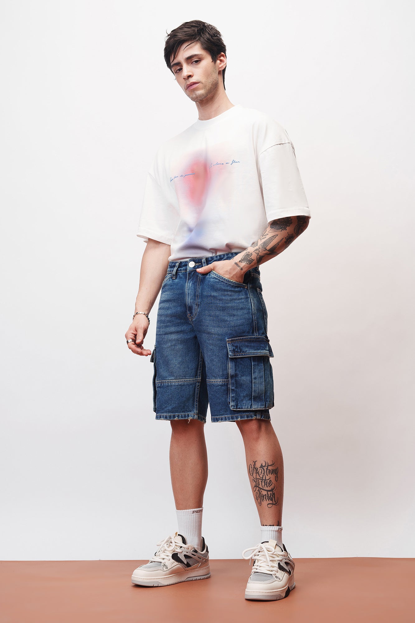 Summer Cool Blue Men's Straight Cargo Shorts