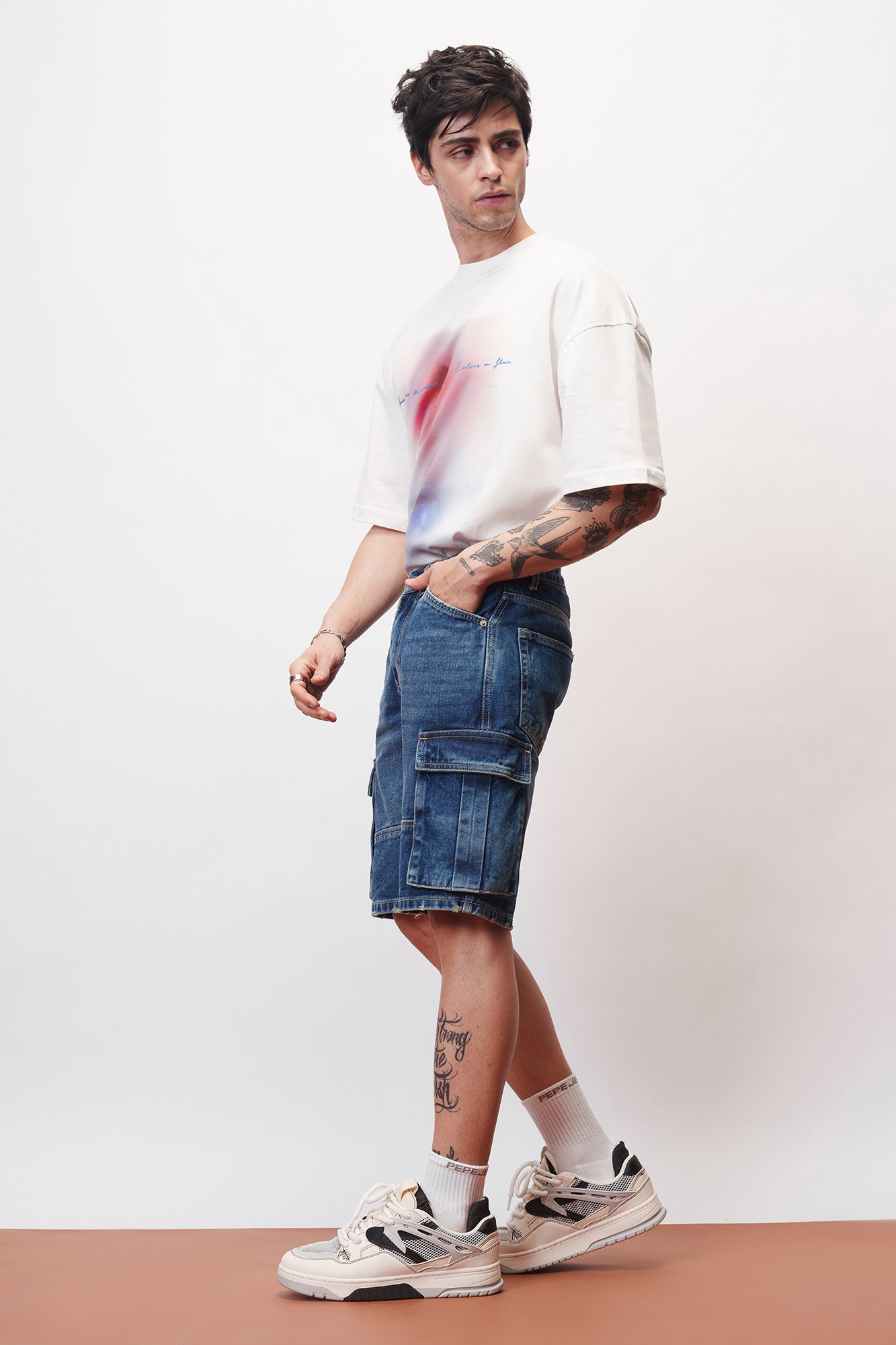 Summer Cool Blue Men's Straight Cargo Shorts