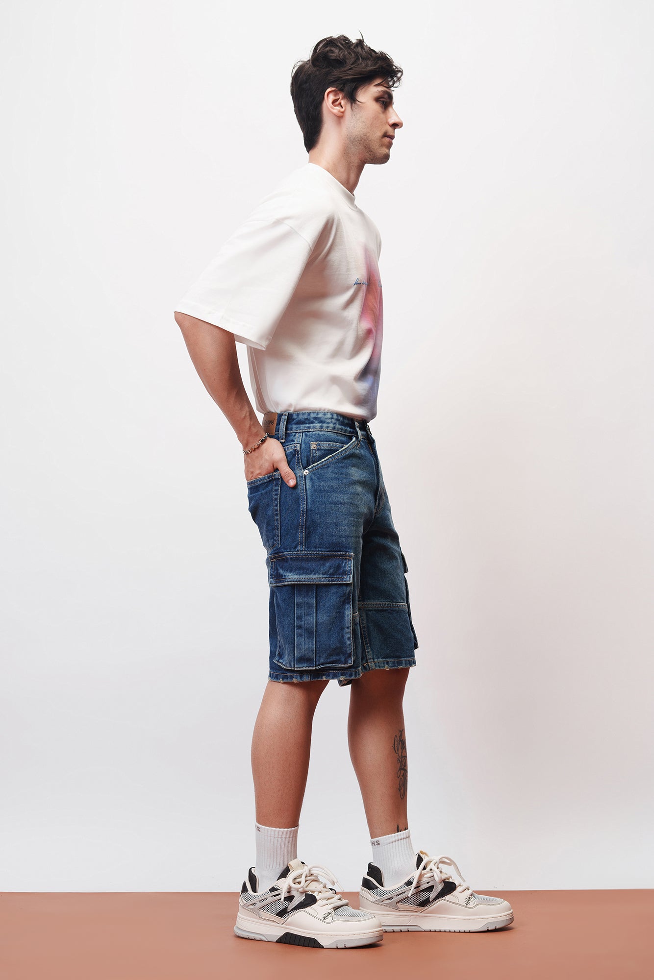 Summer Cool Blue Men's Straight Cargo Shorts