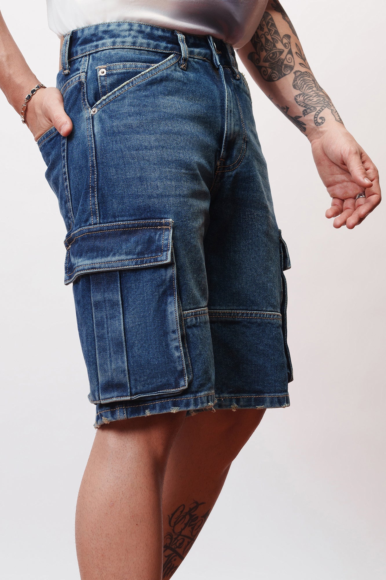 Summer Cool Blue Men's Straight Cargo Shorts