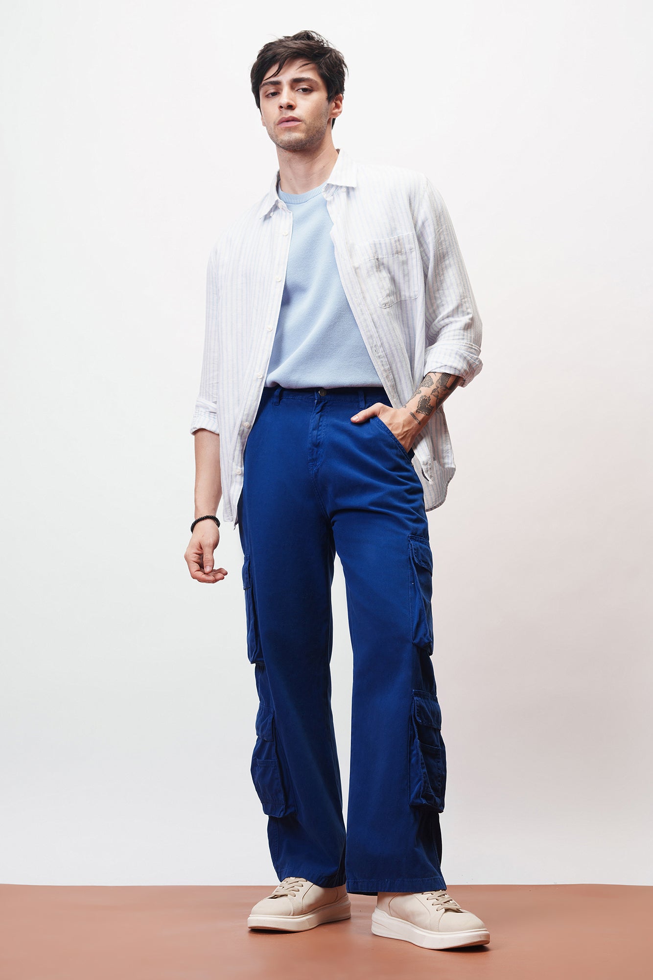 Turbo Blue Men's Baggy Straight Cargo Pants