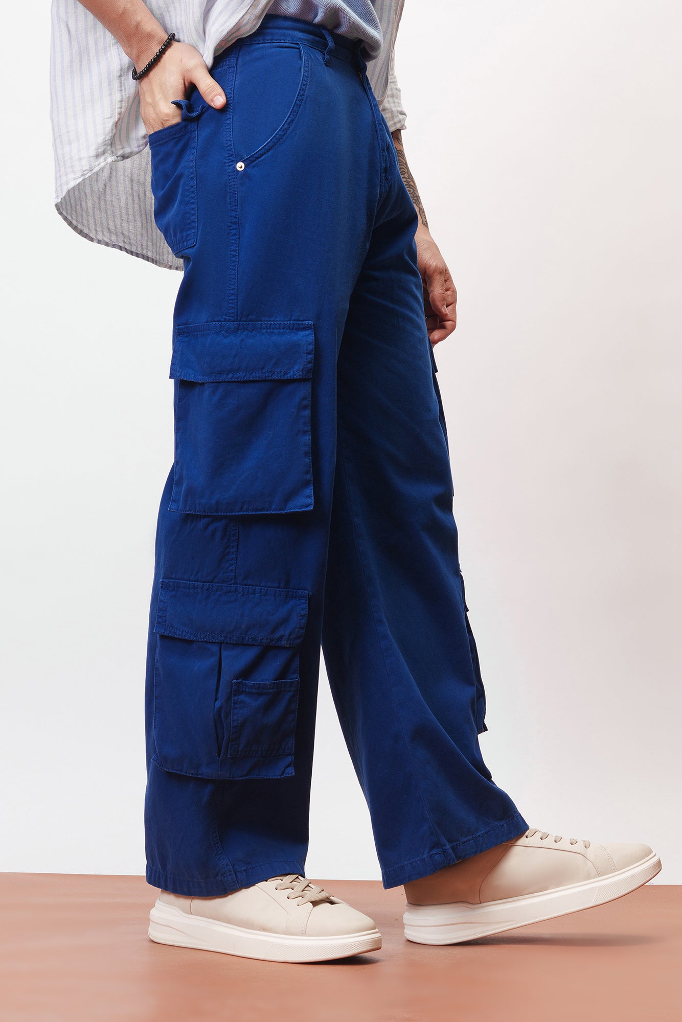 Turbo Blue Men's Baggy Straight Cargo Pants