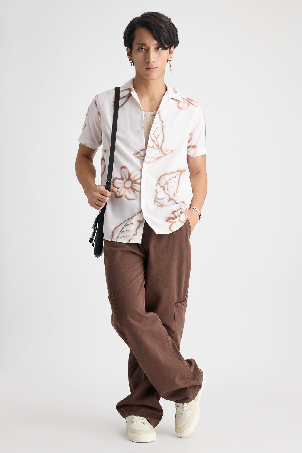 Men's Beige Printed Shirt