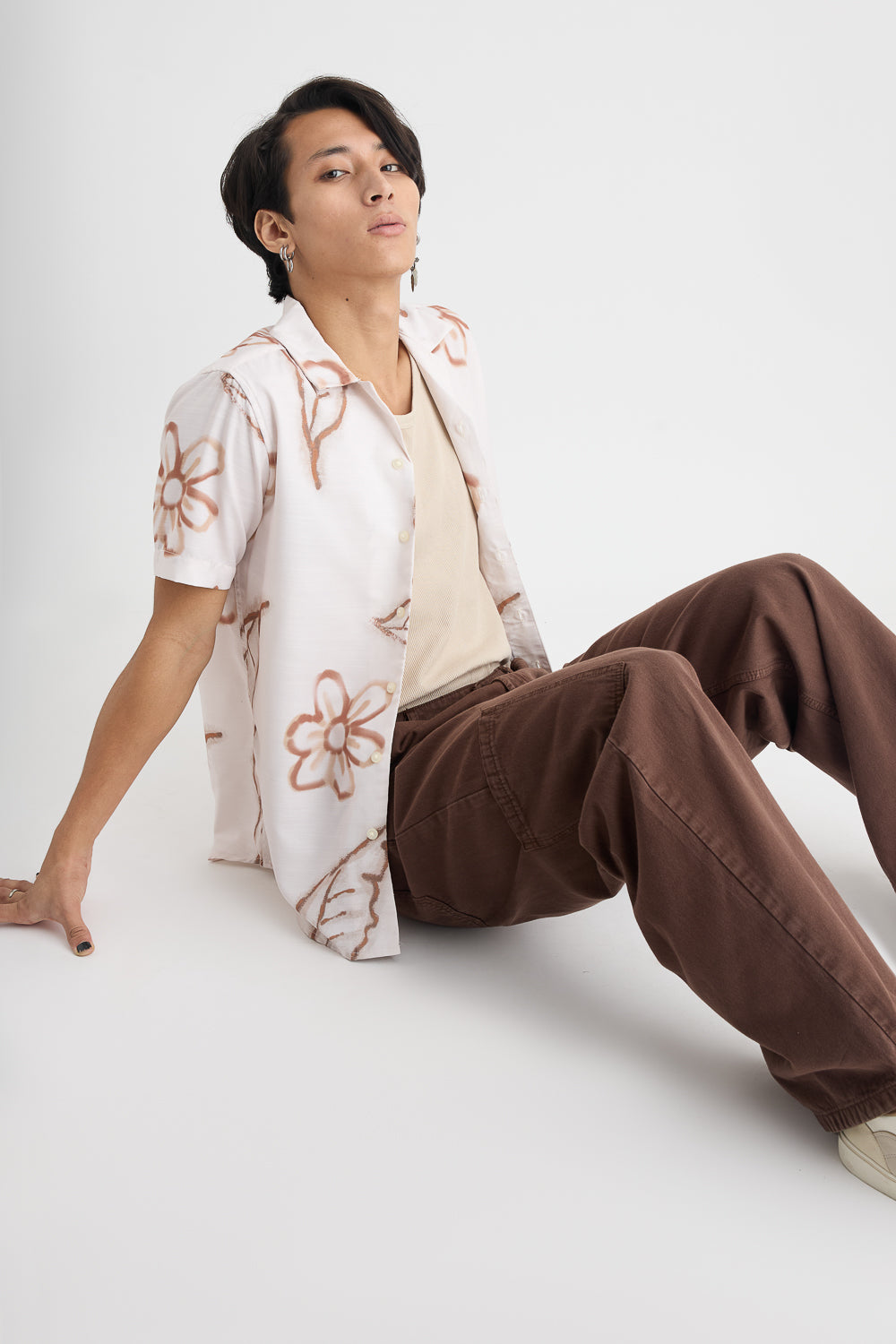 Men's Beige Printed Shirt