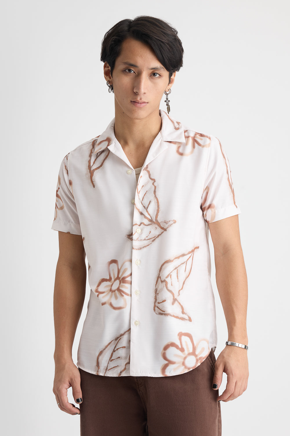 Men's Beige Printed Shirt