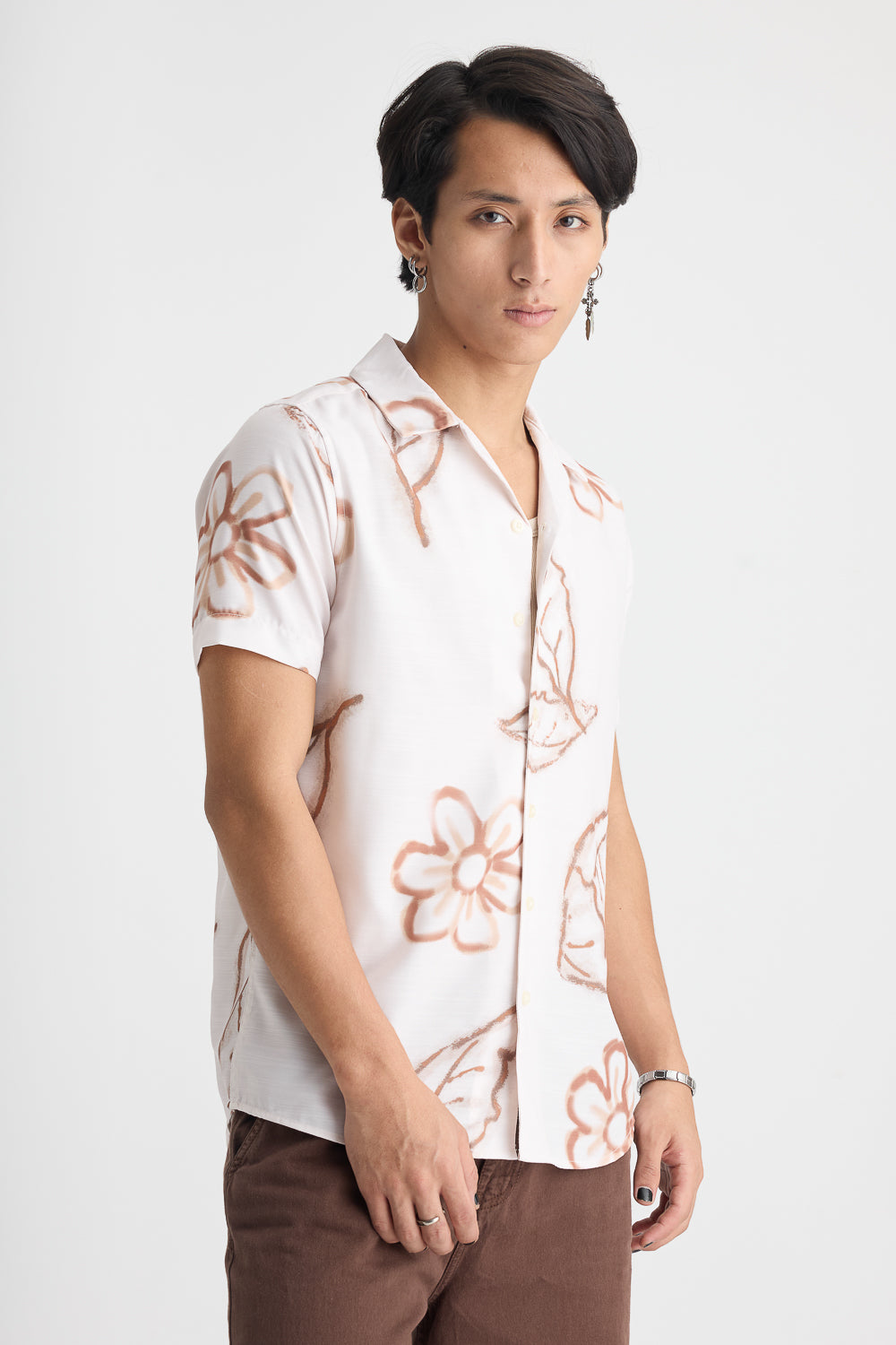 Men's Beige Printed Shirt