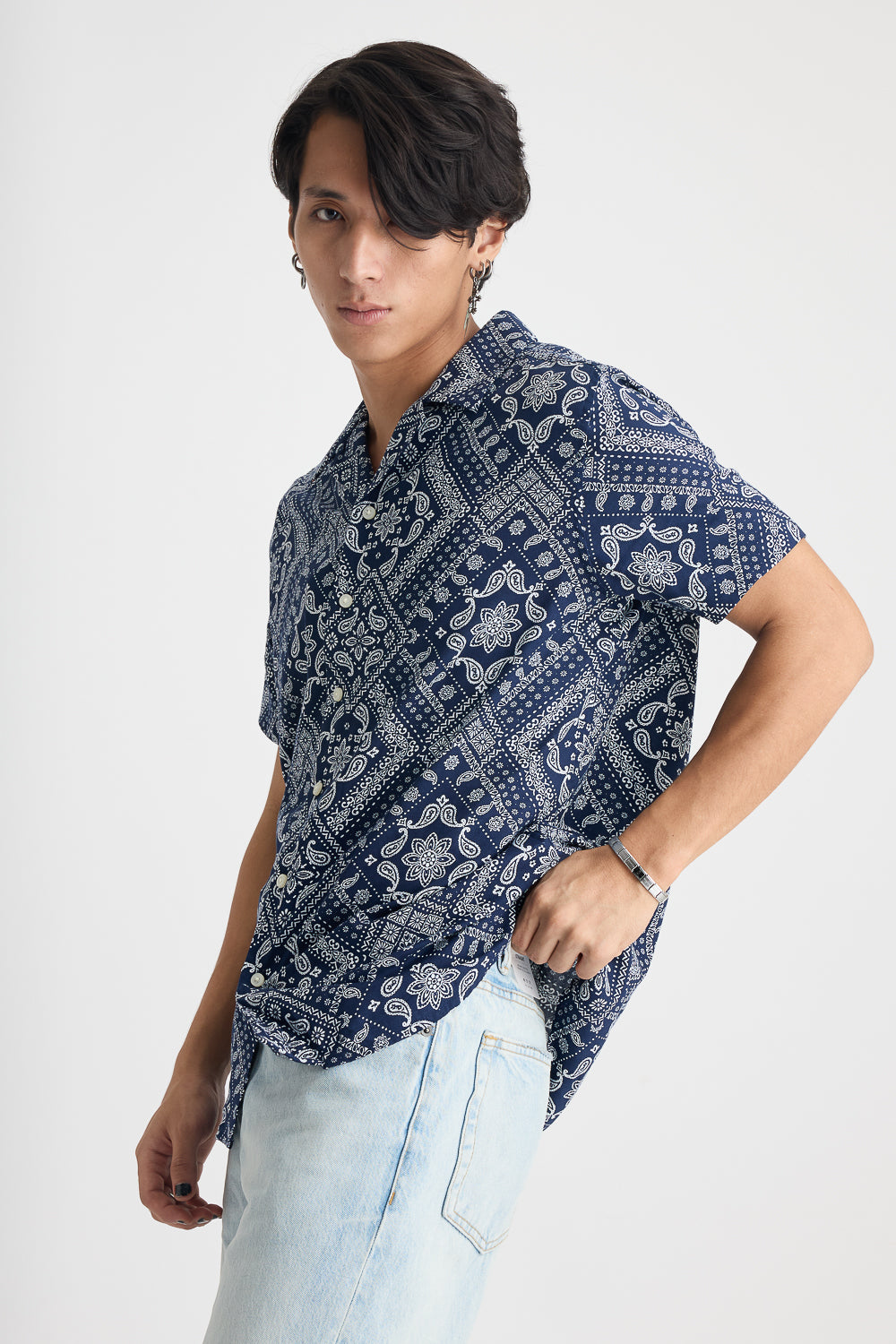 Men's Blue Indi Viscose Shirt