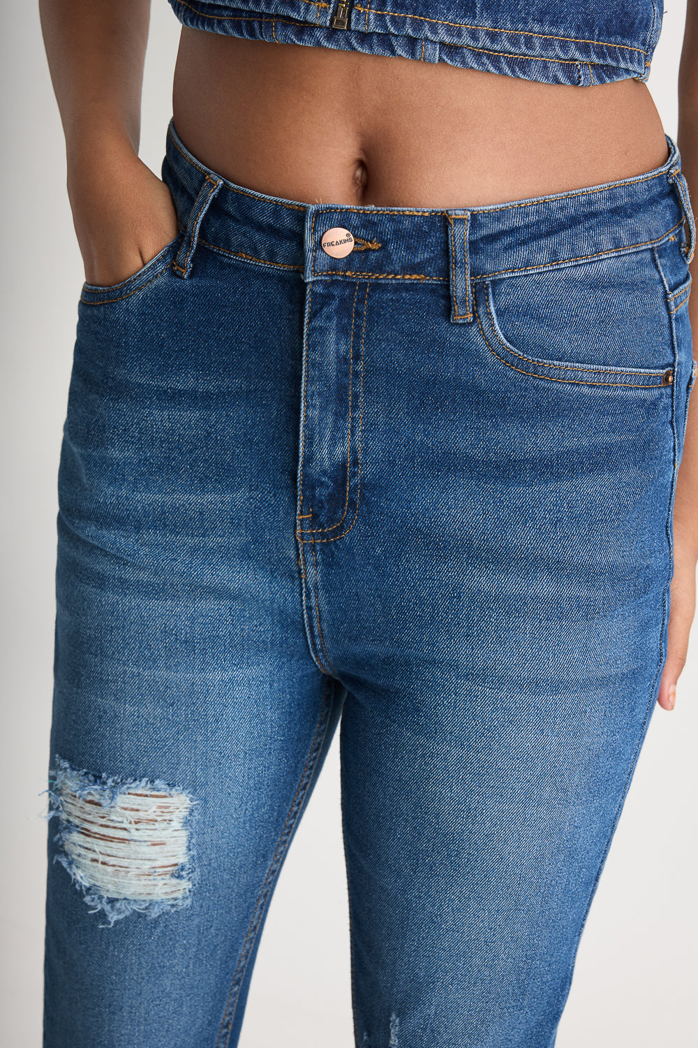 Classic Blue Distress Women's Bootcut Jeans