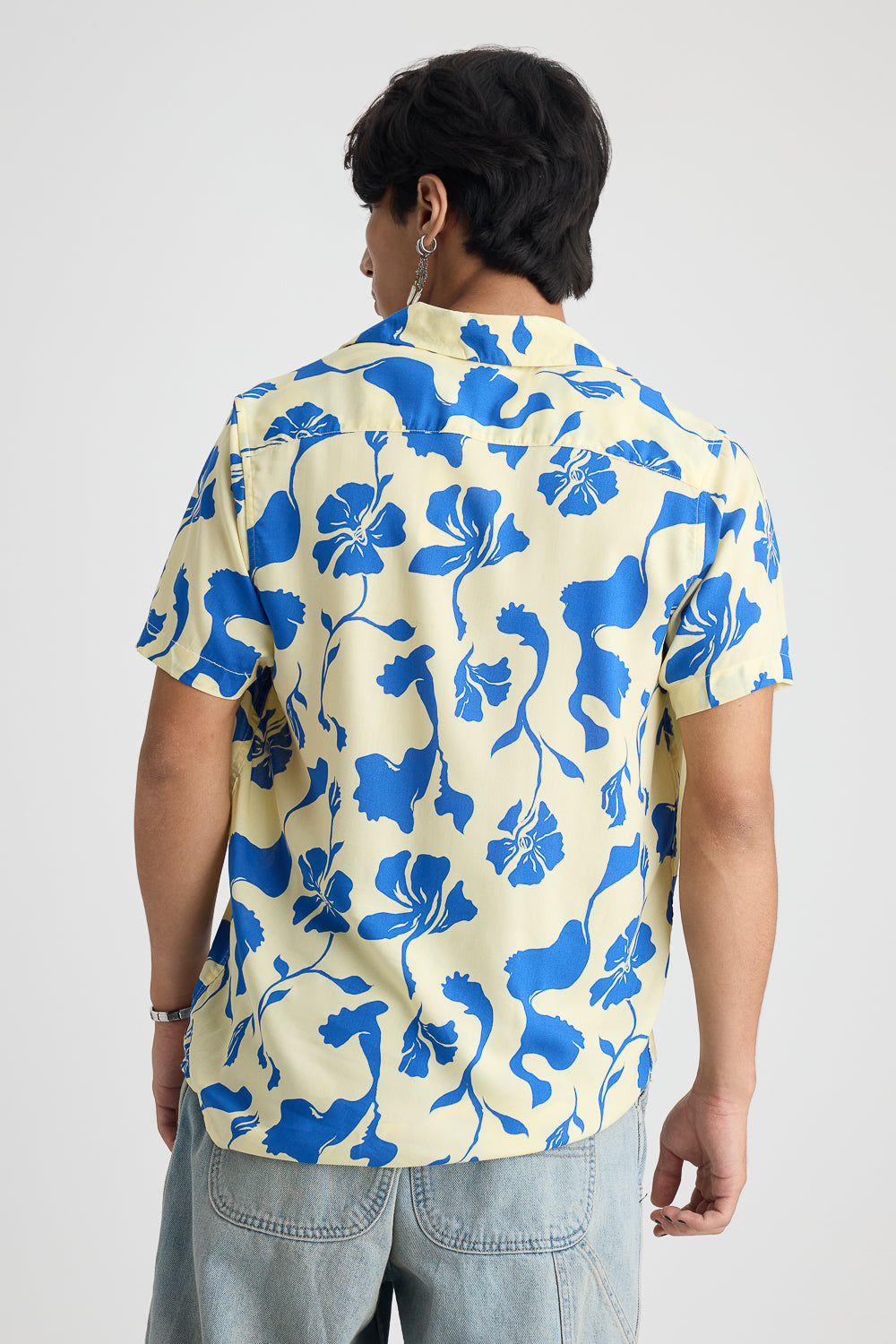 Men's Blue Print Viscose Shirt