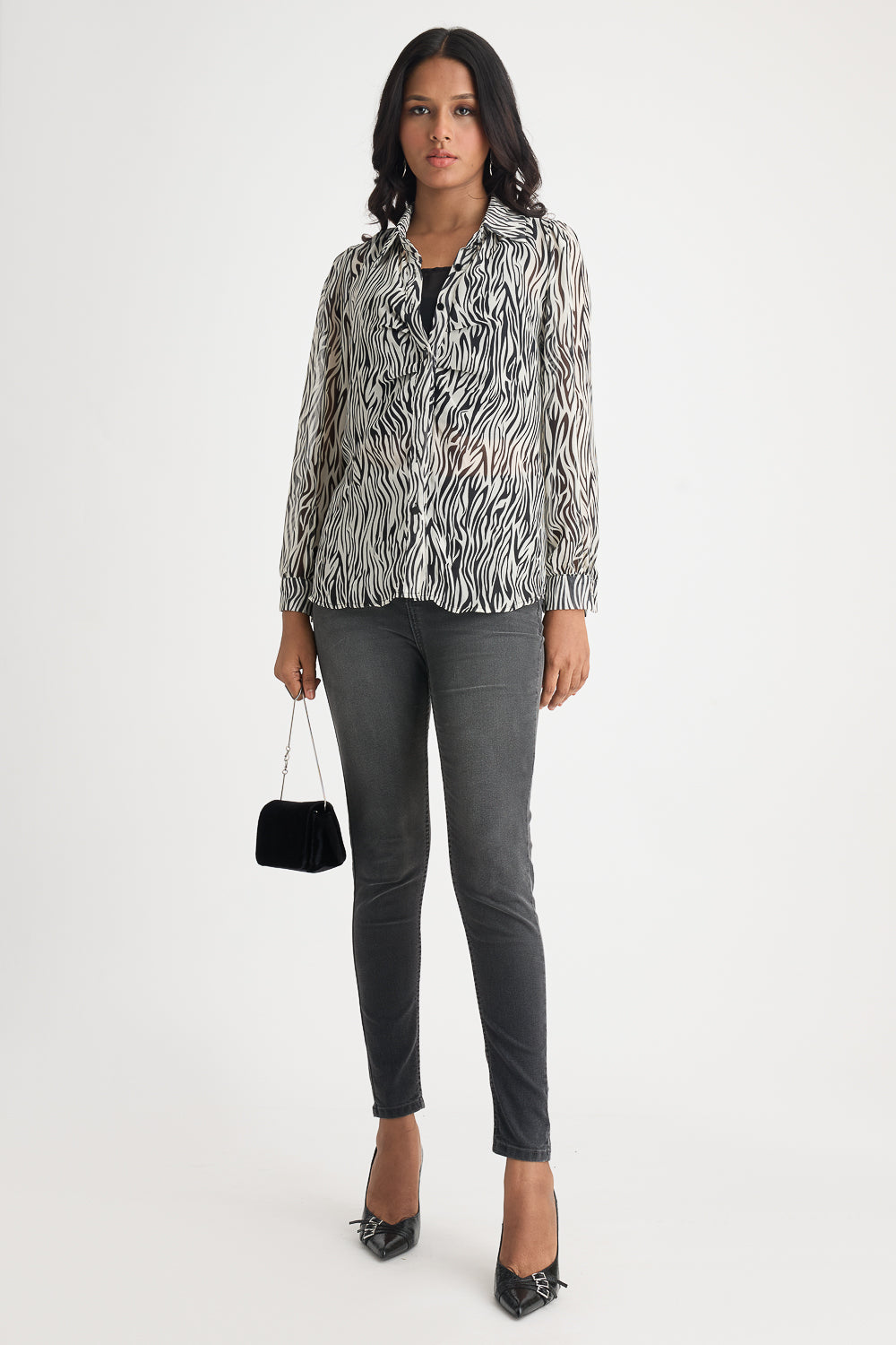 Zebra Printed Sheer Shirt