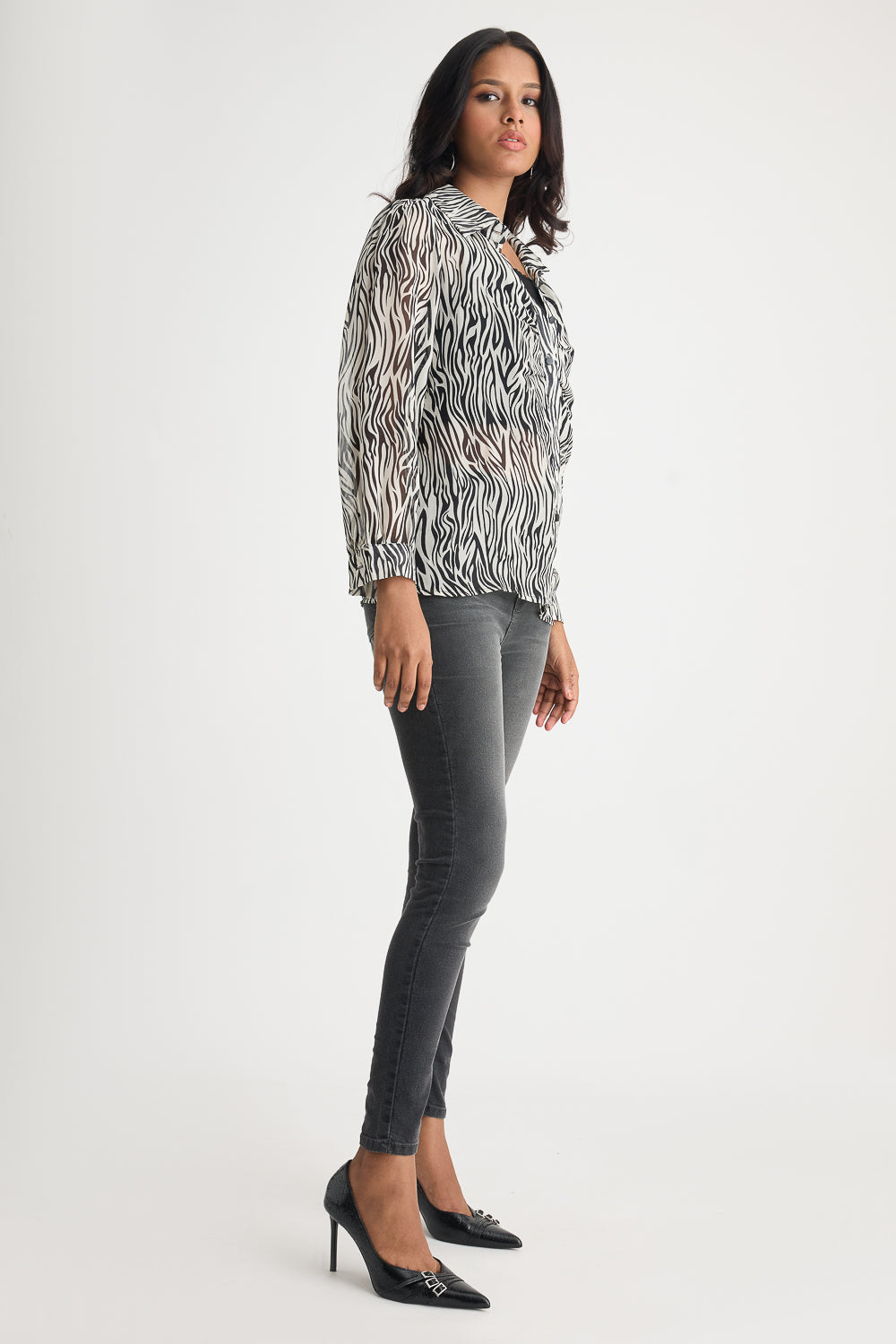 Zebra Printed Sheer Shirt