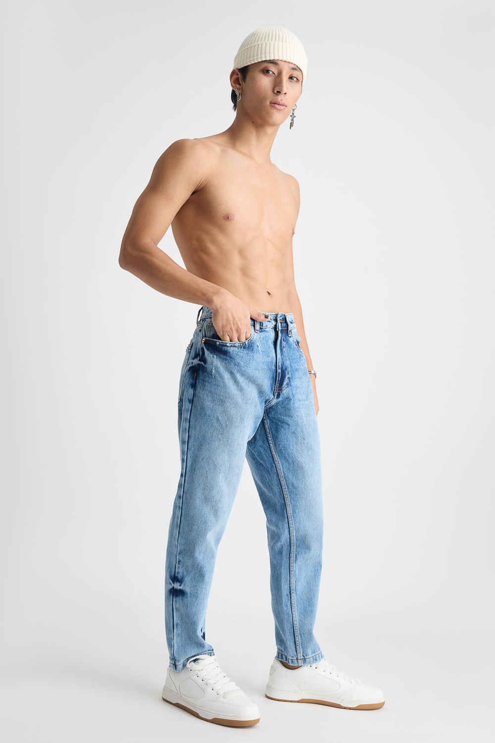 Men's Stone Wash Straight Jeans