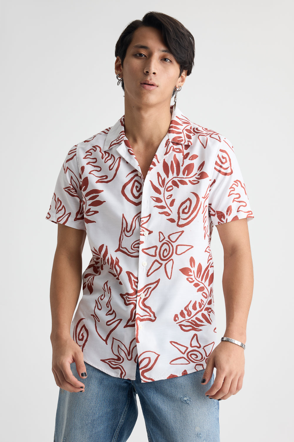 Men's White Printed Shirt