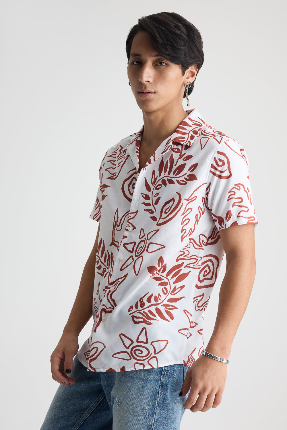 Men's White Printed Shirt