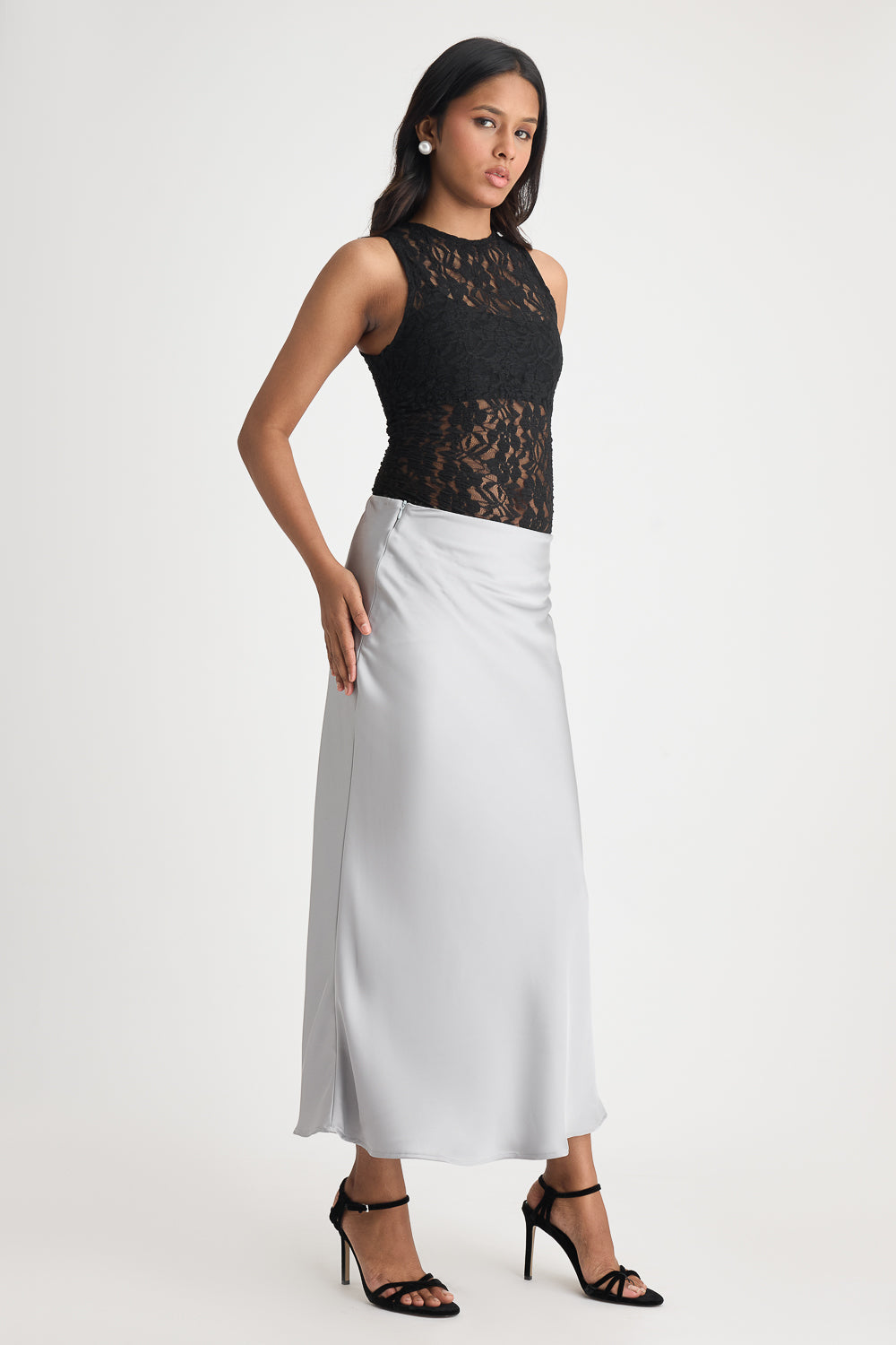 Light Grey Satin Skirt