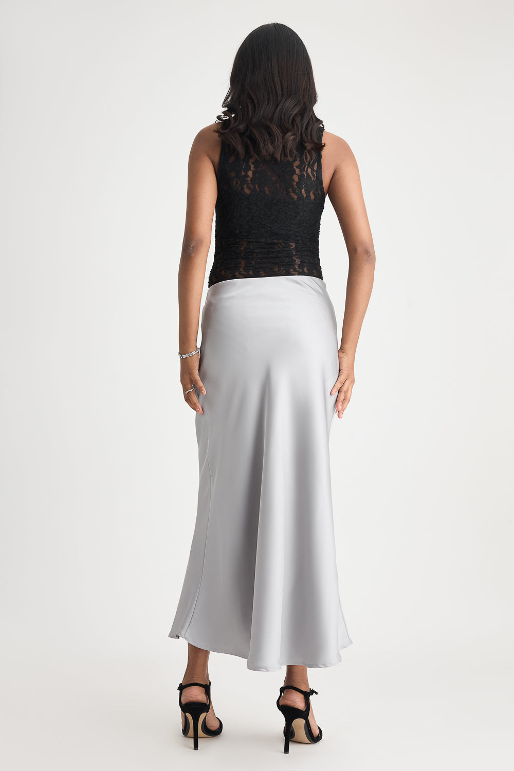 Light Grey Satin Skirt