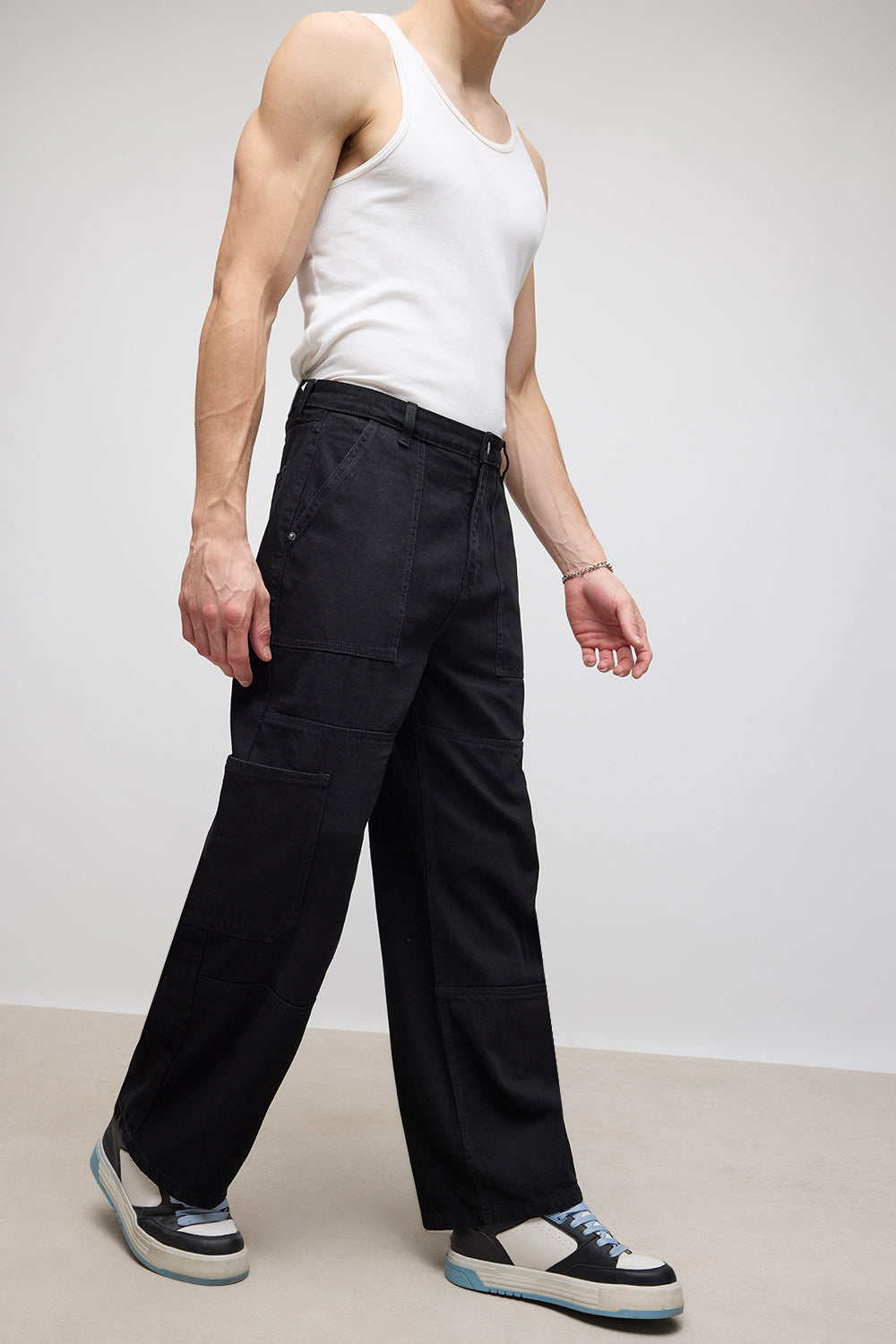 Noir Pocket Men's Straight Jeans