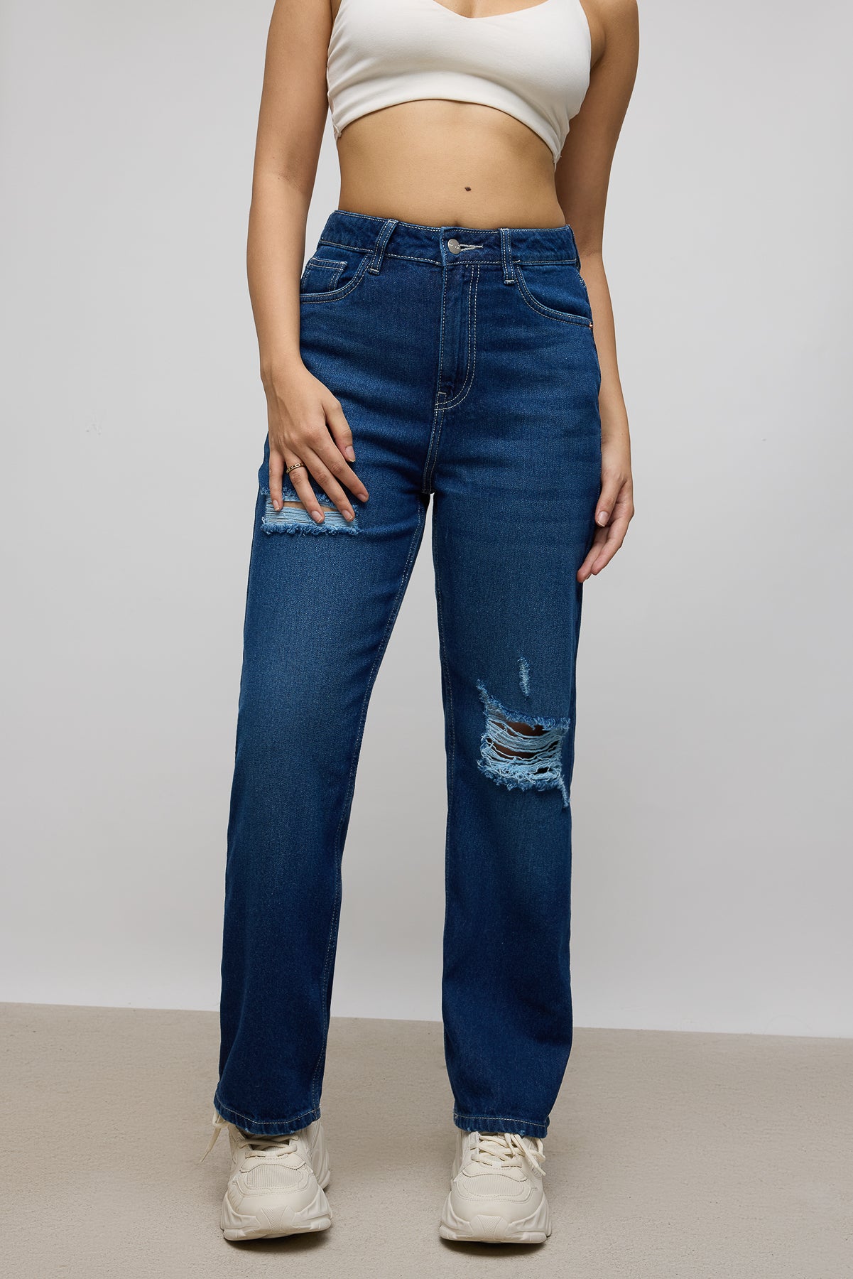 Classic Distress Women's Straight Jeans