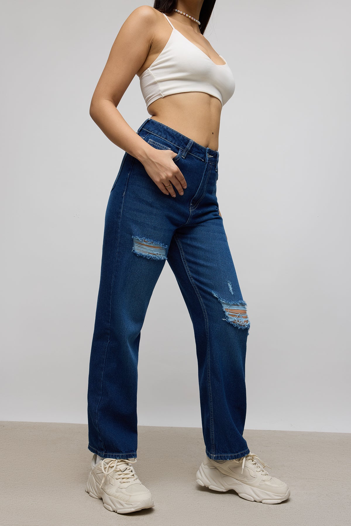 Classic Distress Women's Straight Jeans