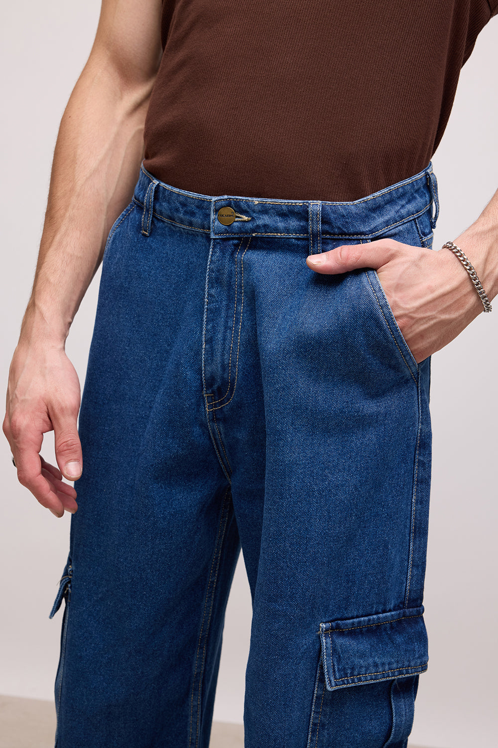 Indigo Blue Men's Baggy Cargo Jeans