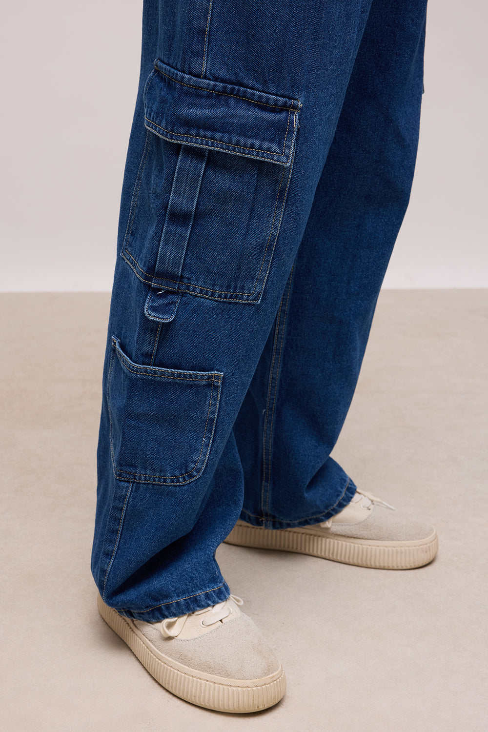 Indigo Blue Men's Baggy Cargo Jeans