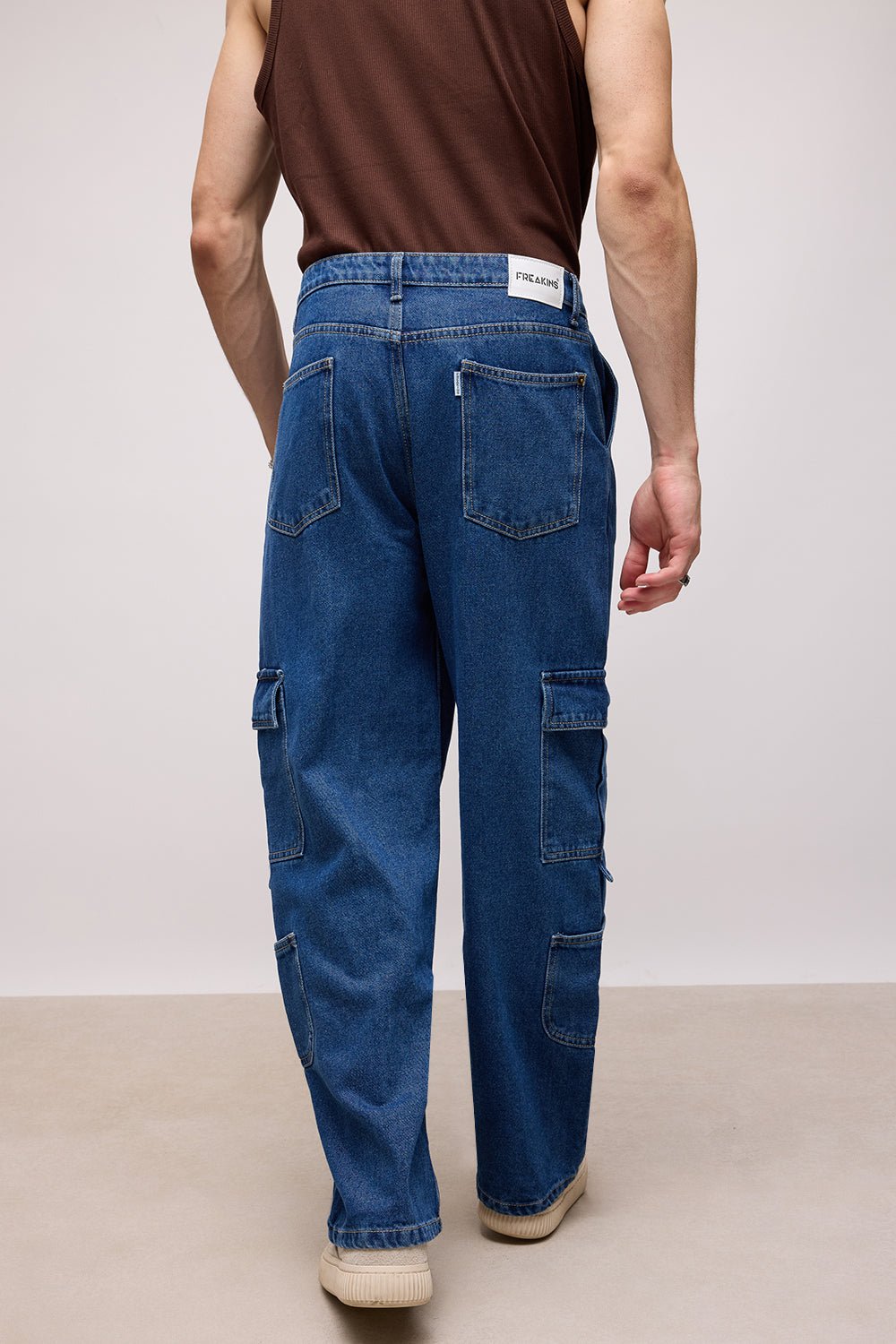 Indigo Blue Men's Baggy Cargo Jeans