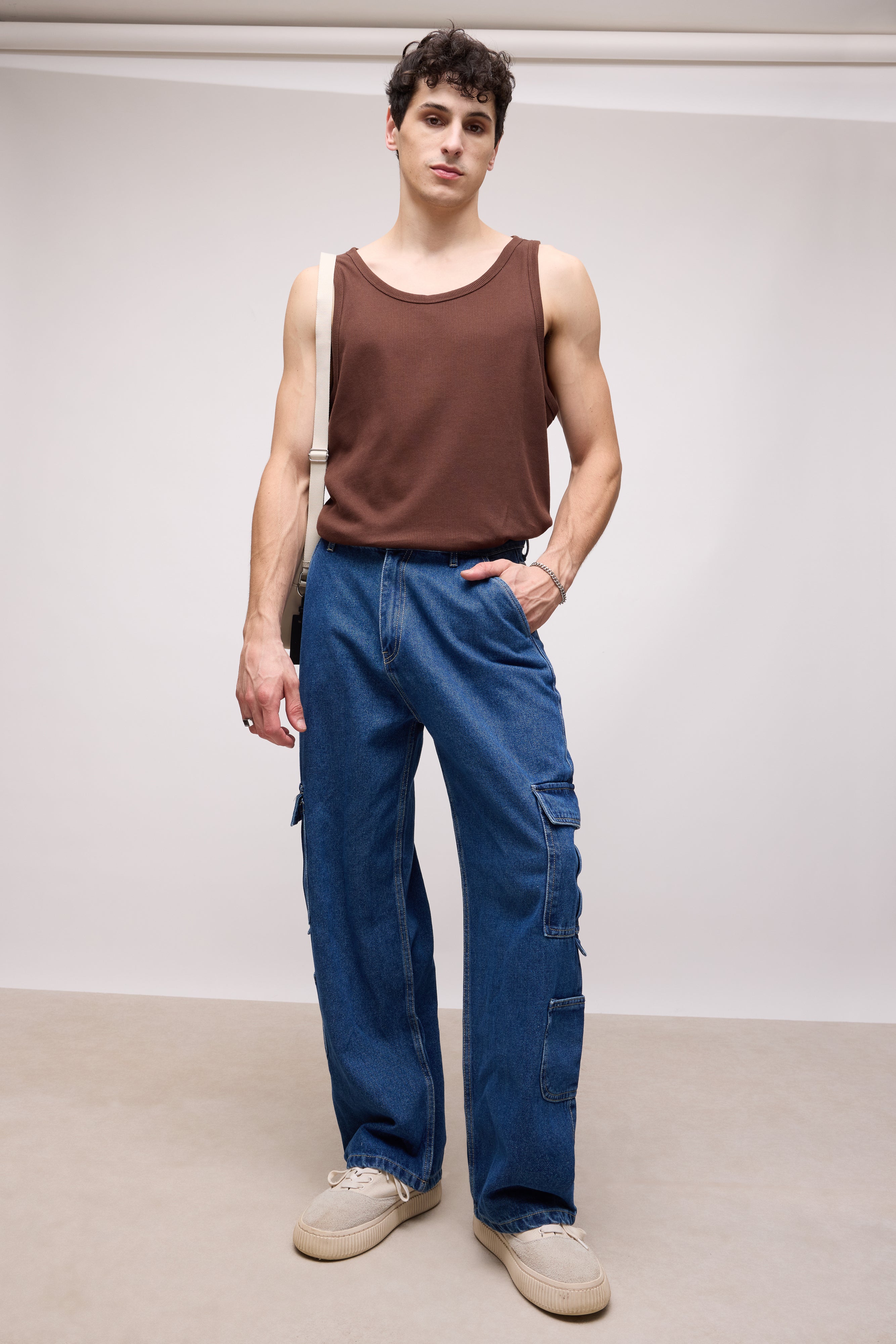 Indigo Blue Men's Baggy Cargo Jeans