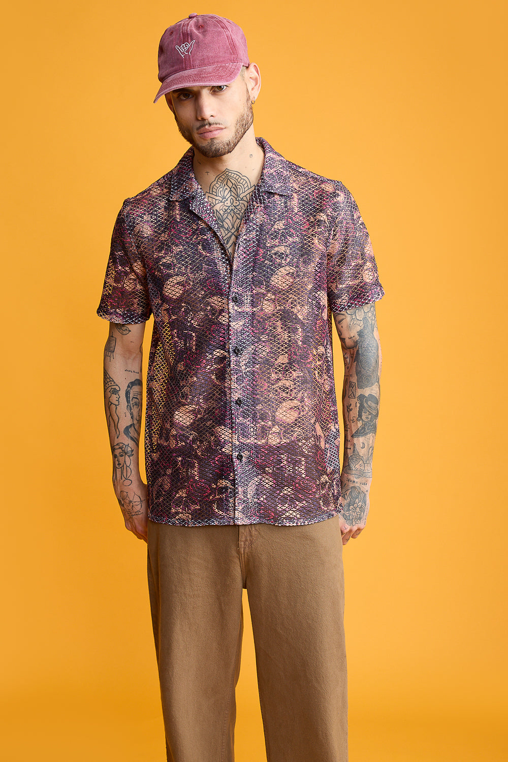 Skull Face Men's Mesh Shirt
