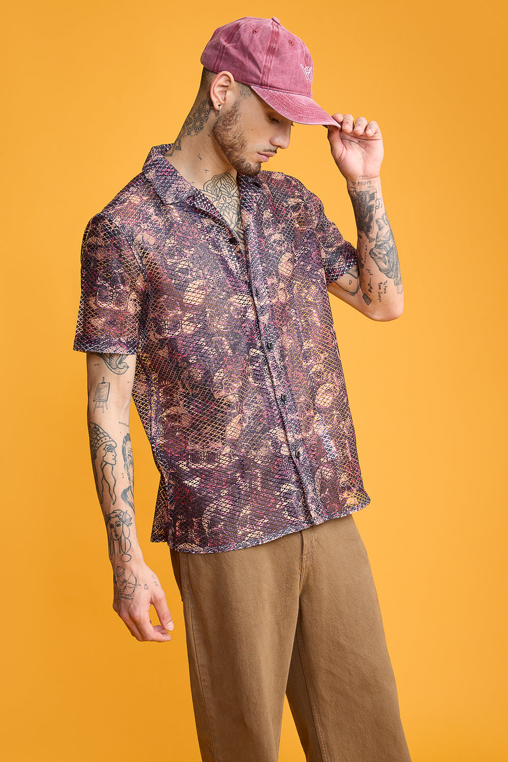 Skull Face Men's Mesh Shirt