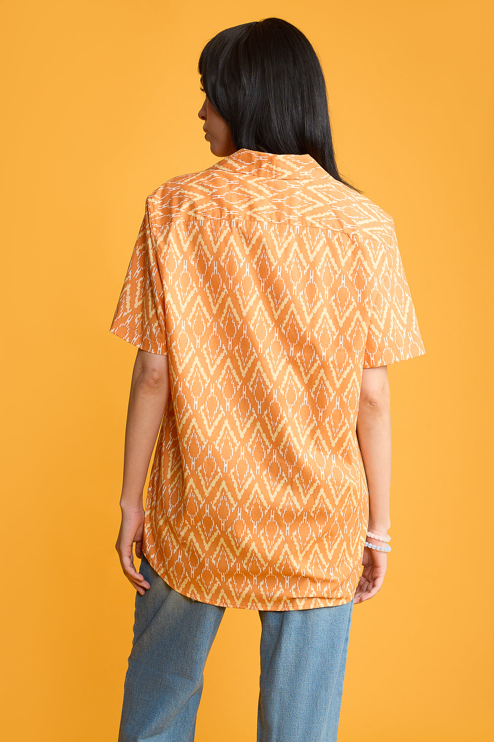 Orange Printed Women's Resort Shirt