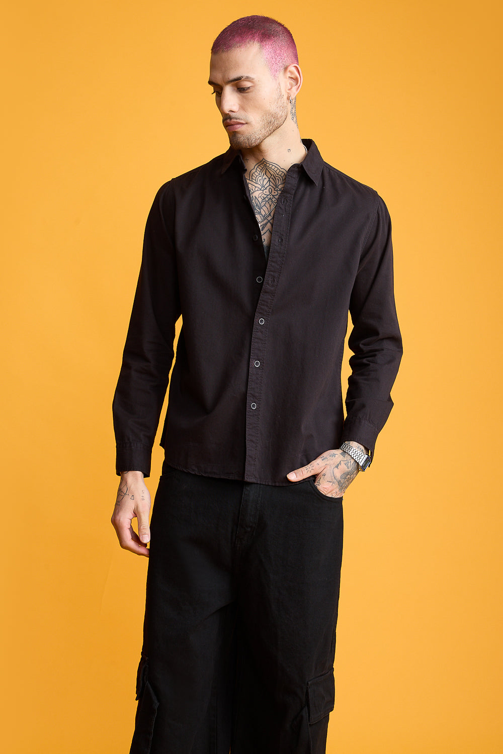Easy Twill Black Men's Regular Fit Shirt