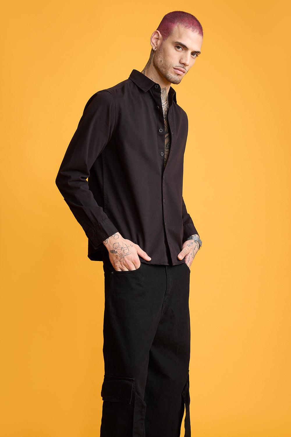 Easy Twill Black Men's Regular Fit Shirt