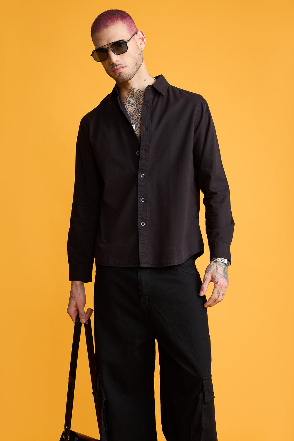 Easy Twill Black Men's Regular Fit Shirt