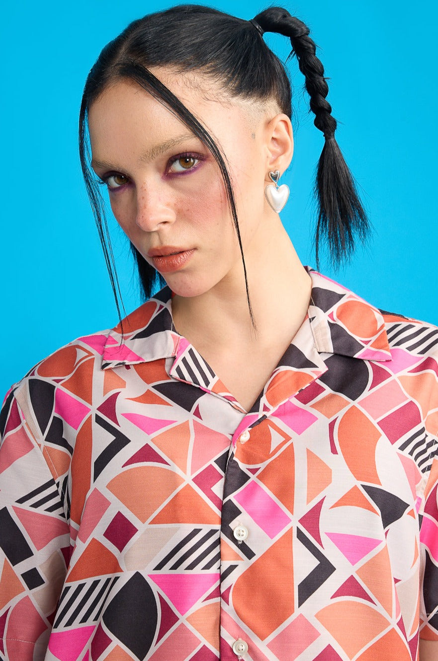 Geometric Print Women's Resort Shirt