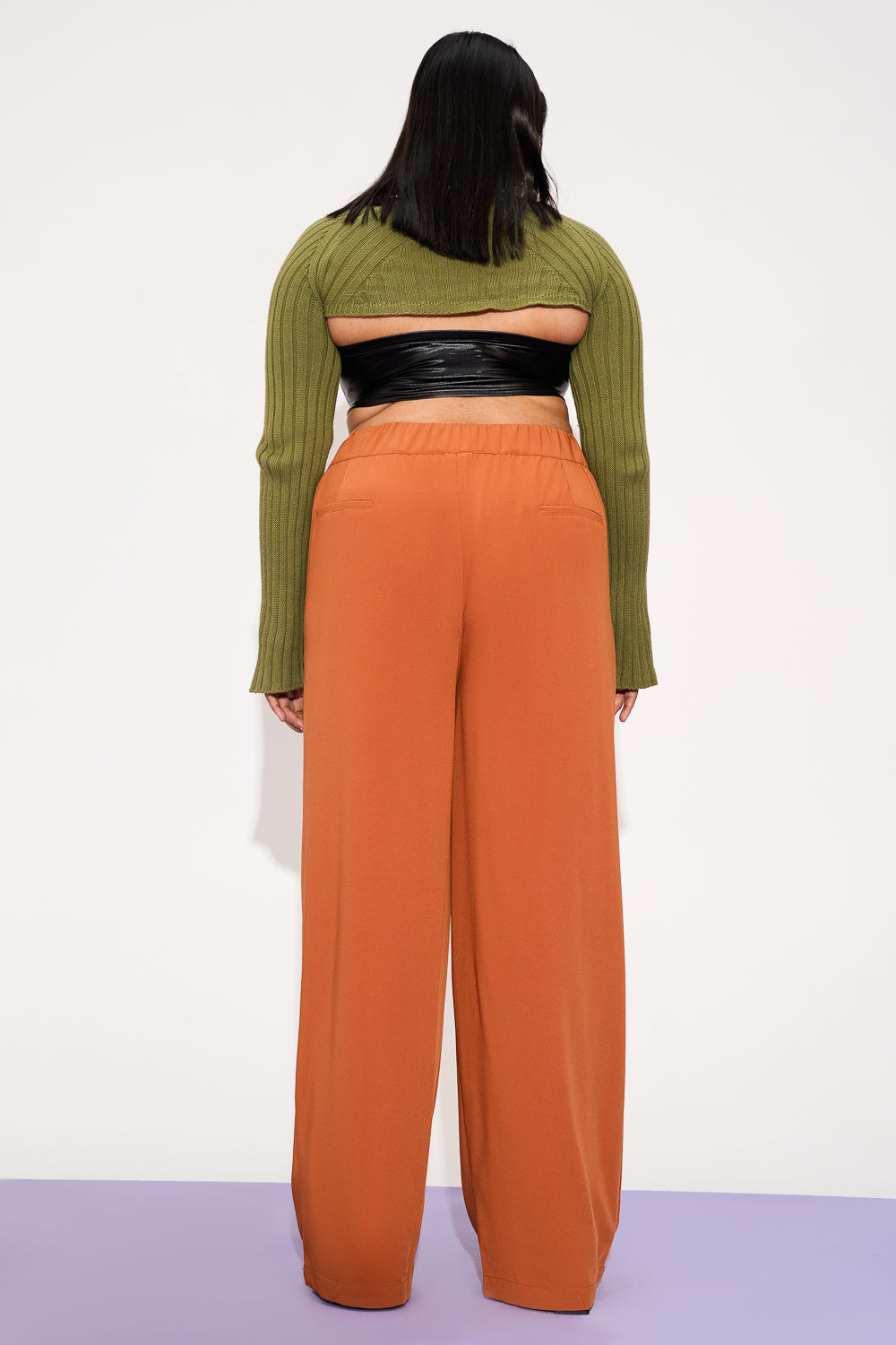 Sienna Rust Curve Pleated Double Button Korean Pants