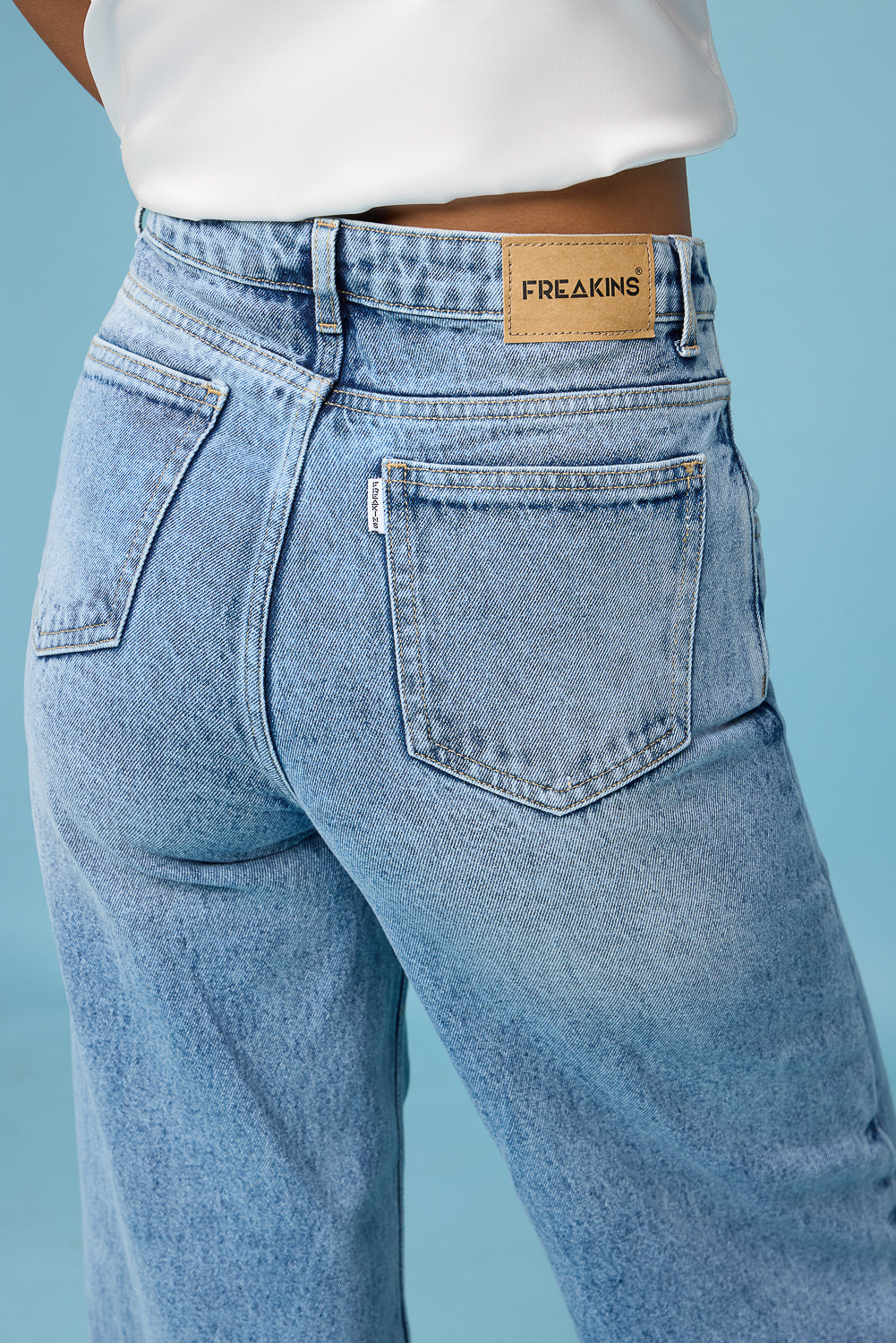Light Blue Whiskered Women's Straight Jeans