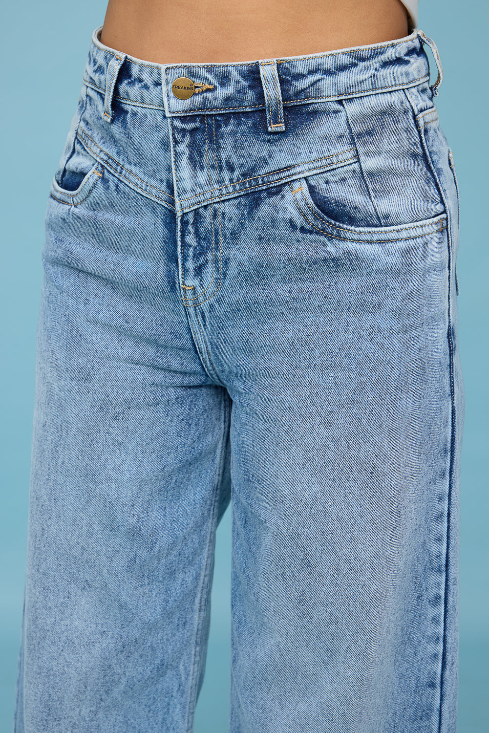 Light Blue Whiskered Women's Straight Jeans