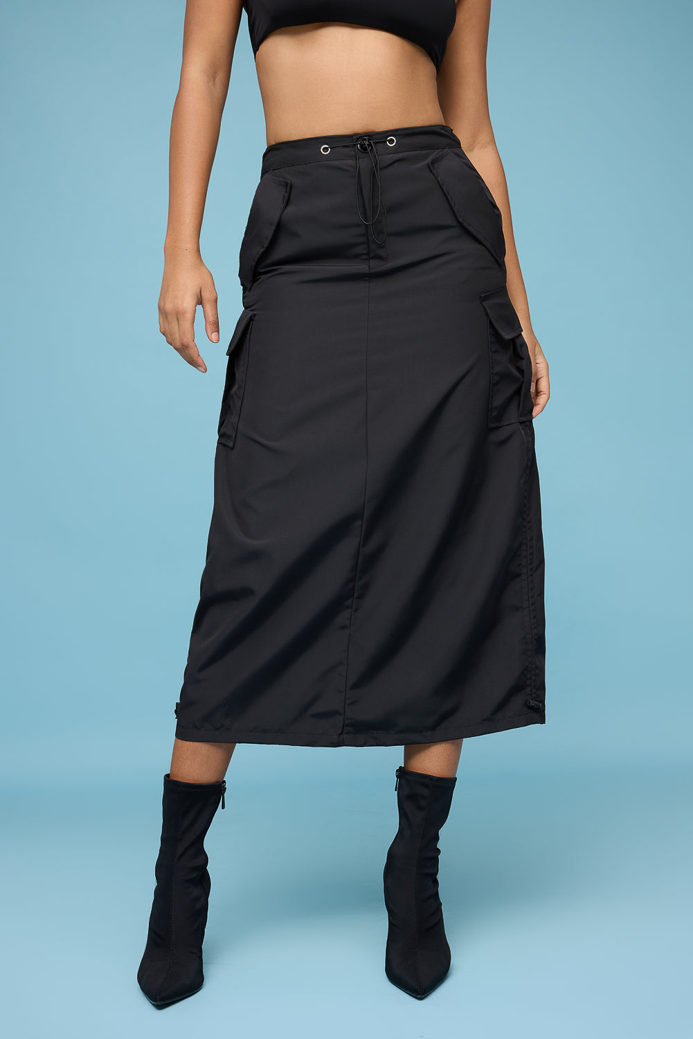 Bitter Black Parachute Midi Skirt