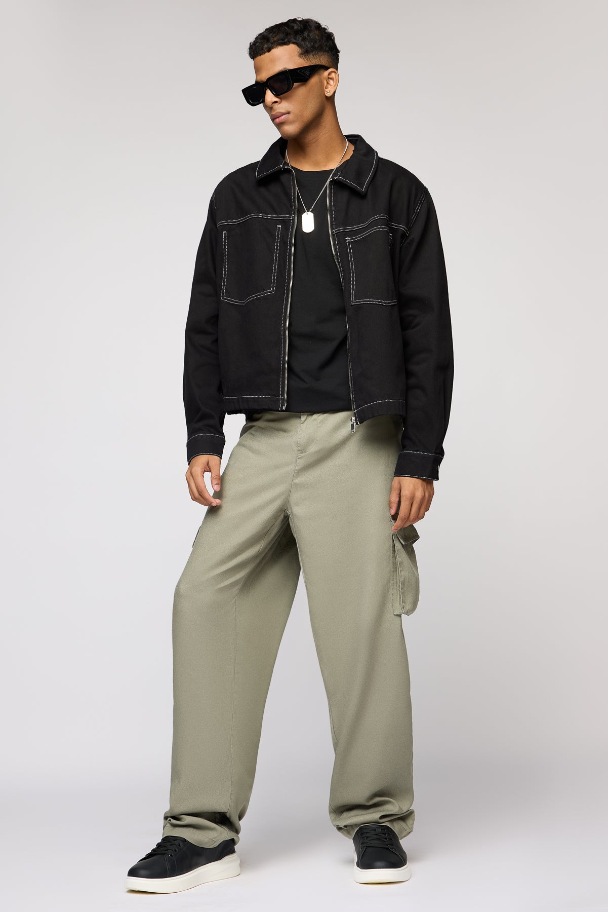 Field Olive Men’s Straight Cargo Korean Pants