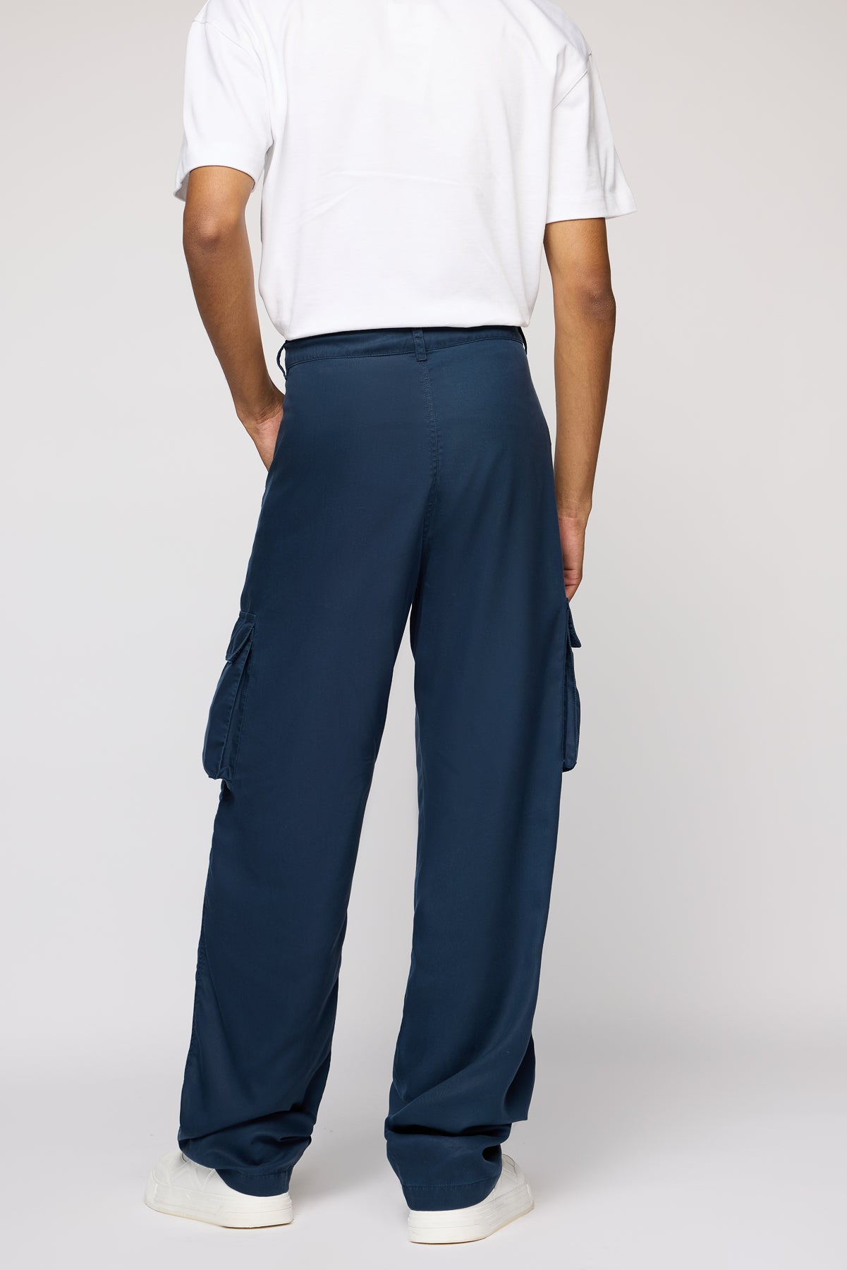 Deep Navy Men’s Straight Cargo Korean Pants