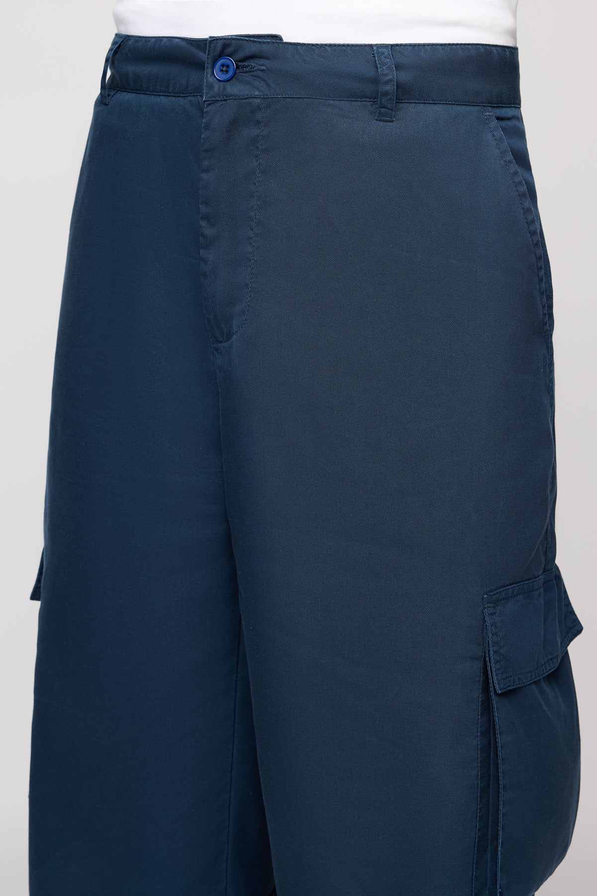 Deep Navy Men’s Straight Cargo Korean Pants