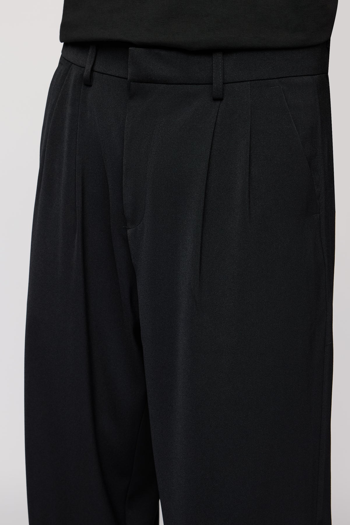 Cosmic Black Men's Pleated Straight Korean Pants