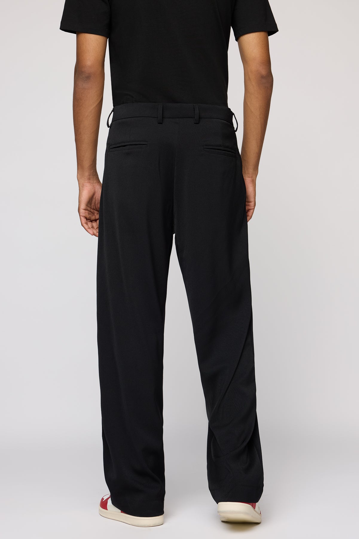 Cosmic Black Men's Pleated Straight Korean Pants